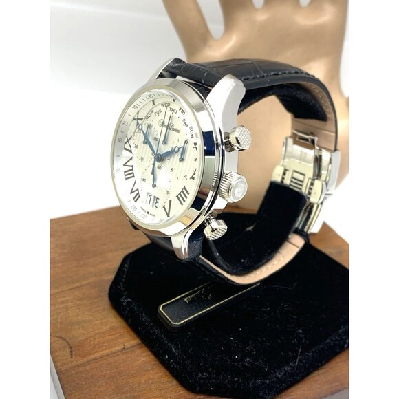 Pierre Laurent Men's Watch 28221 Chronograph Swiss Quartz Silver Dial Day Date - Picture 2 of 14